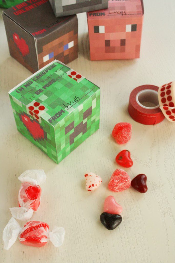 minecraft valentine cube box printable