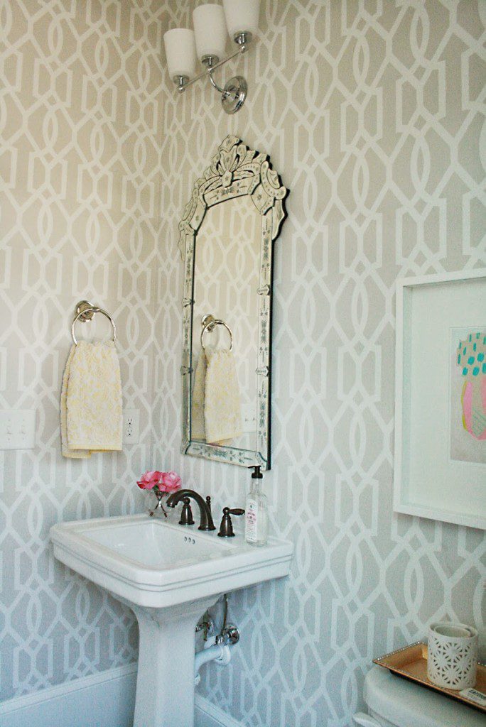 guest bathroom, powder room, venetian mirror