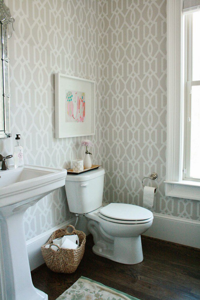 guest bathroom, powder room, wallpaper, window