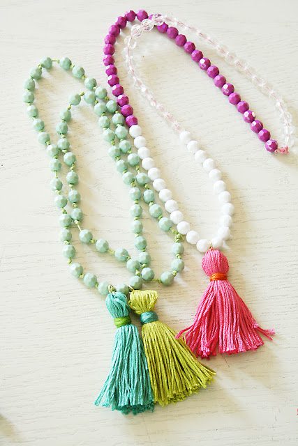 tassel necklaces with beaded necklace, embroidery thread tassels, DIY, how to make