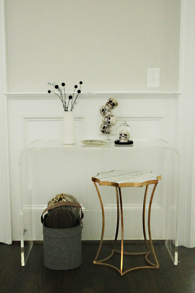 modern halloween decorations skeletons in a jar front door console table
