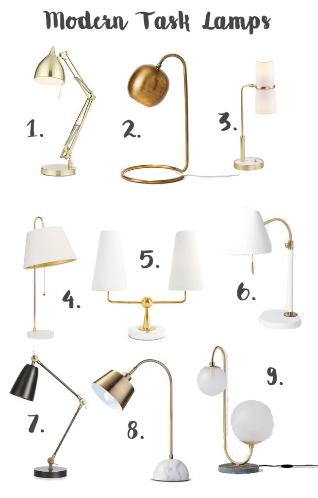 modern task gold lamps, arm lamps, table lamps