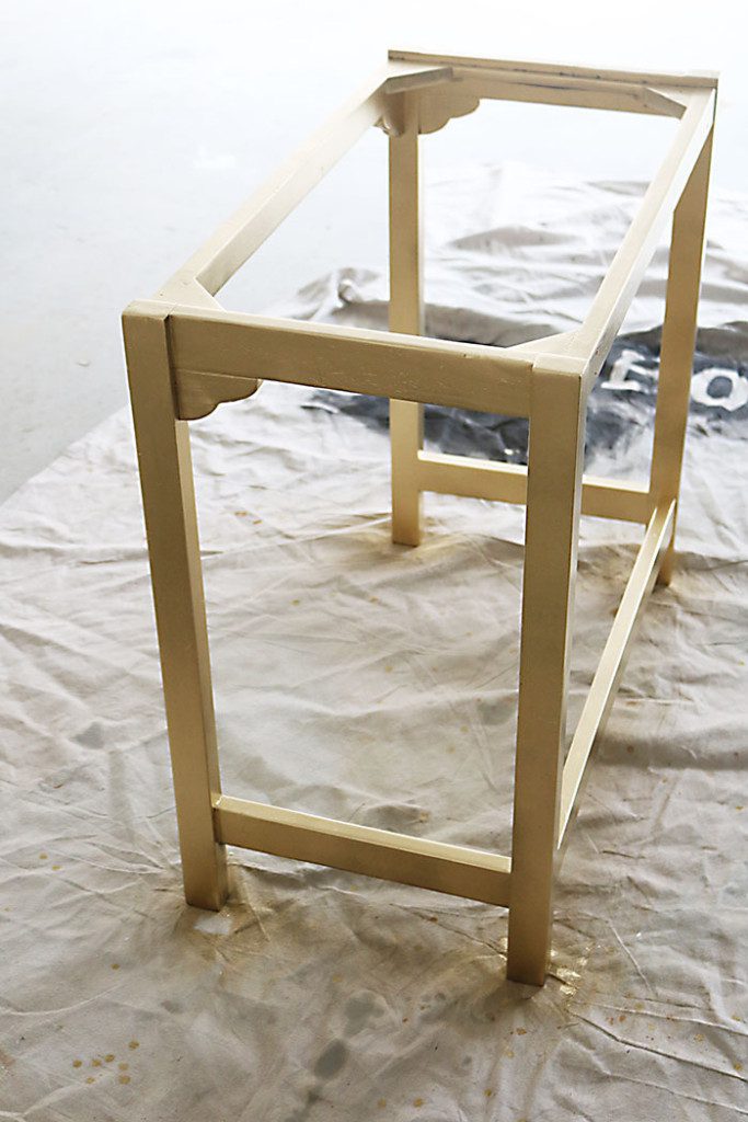 painted-furniture-with-gold-spray-paint