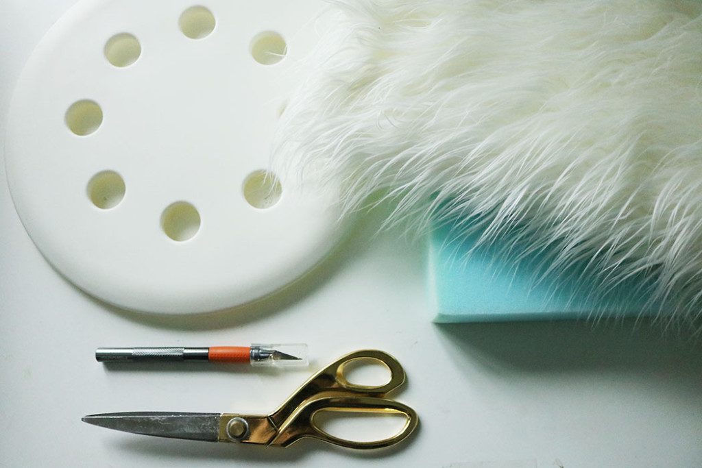 white-fur-stool-diy-supplies