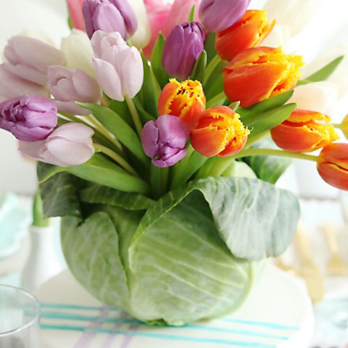 DIY: Tulip Cabbage Flower Arrangement for Easter