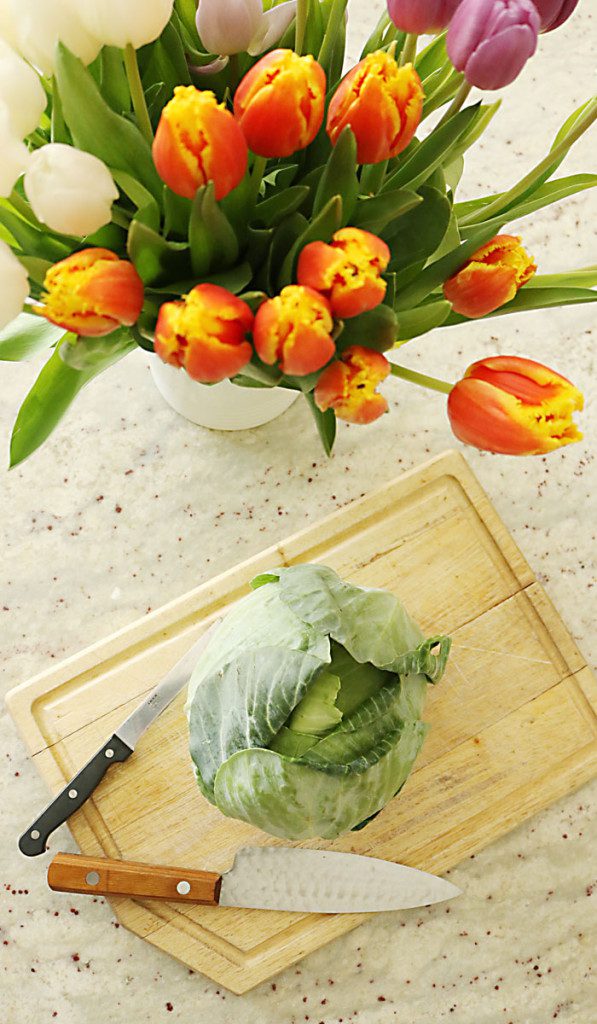 tulips-and-cabbage-for-table-decorations