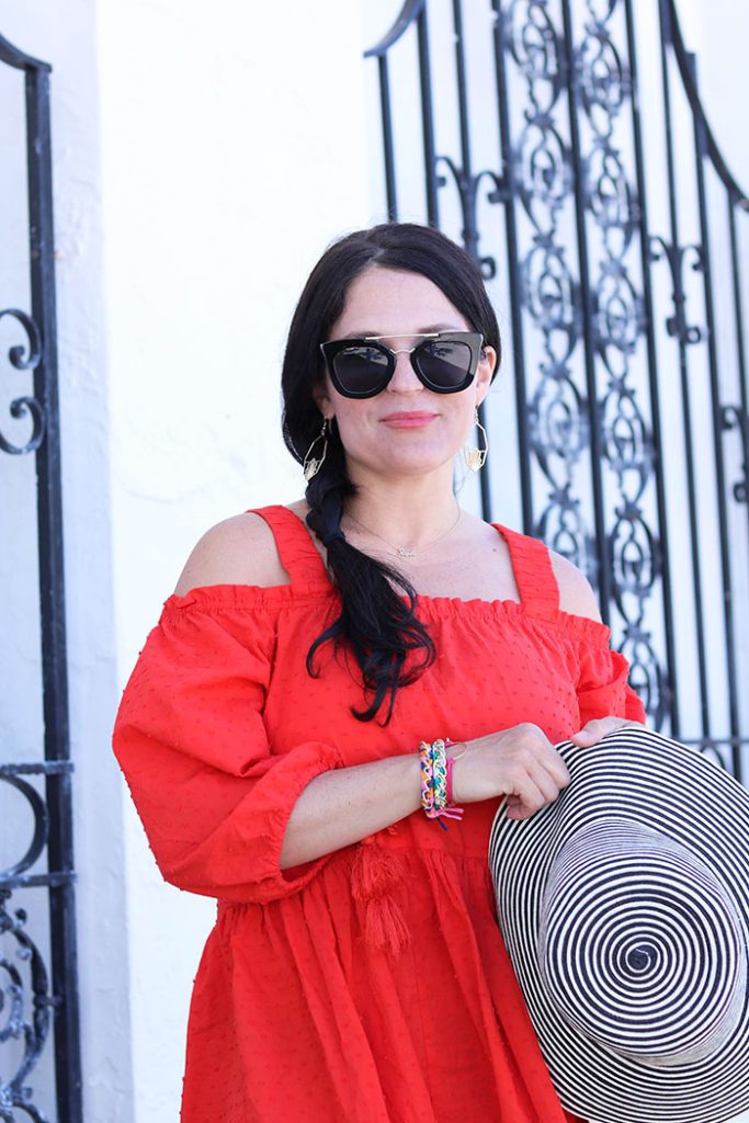 beach-red-dress-sunglasses