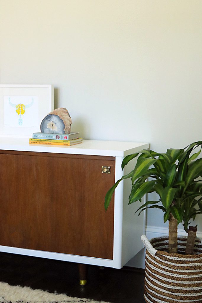 mid century credenza brass legs