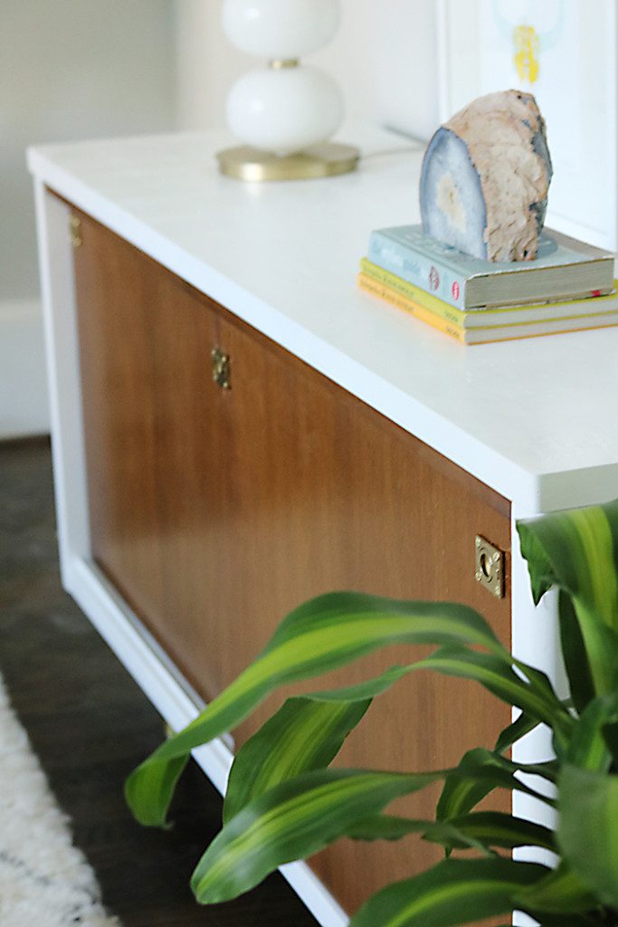 mid century credenza white lacquer