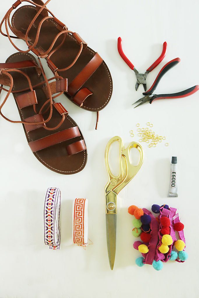 DIY-pom-pom-sandals-supplies