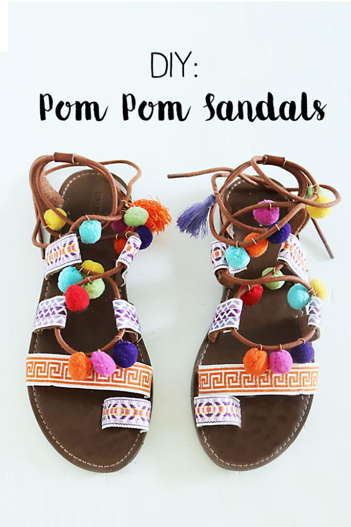 DIY-pom-pom-sandals-words, pom pom gladiator sandals, pom pom sandals, how to make pom pom sandals, summer trend pom pom sandals, Elina Linardaki Penny Lane Lace Up Sandals DIY