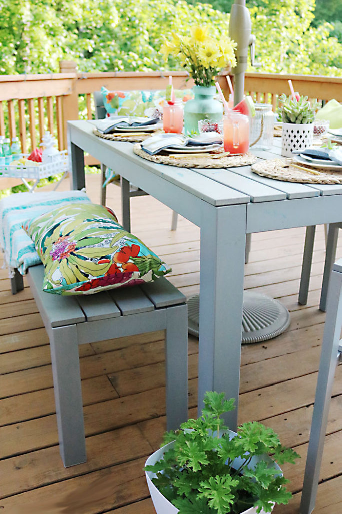 patio-table-setting-spring-summer, cherries-in-a-bowl-on-table, 10 tips for the perfect outdoor backyard party, bbq, barbecue, barbeque, backyard dinner, ideas, tips