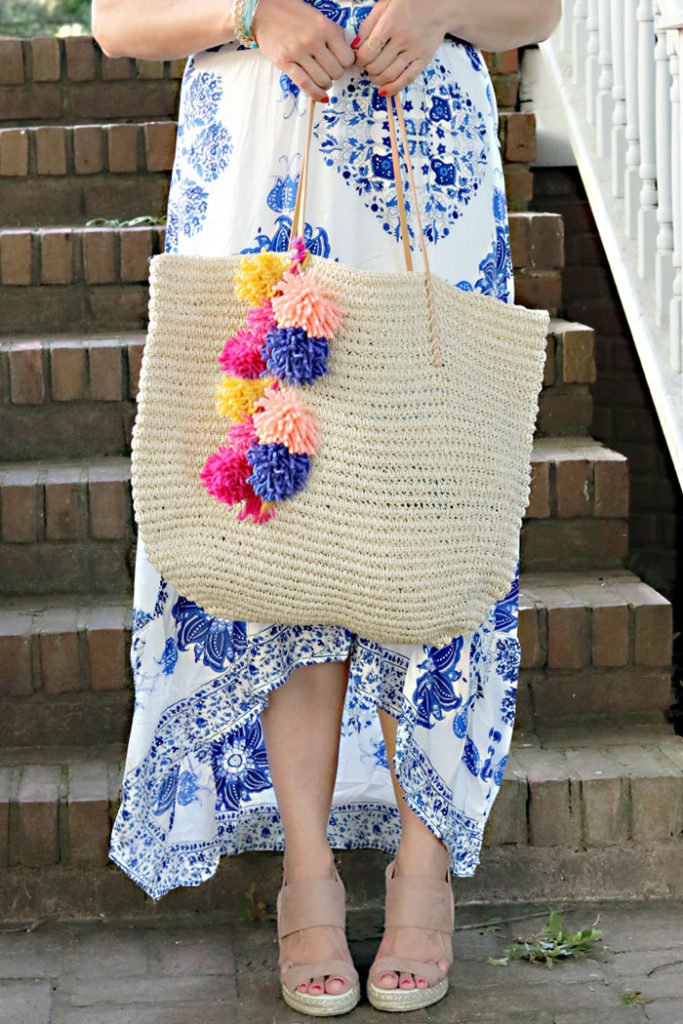 diy-pom-pom-bag-with-dress