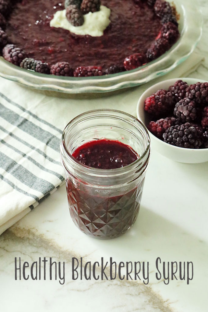 healthy-blackberry-syrup-with-words, healthy blueberry syrup, berry syrup, syrup for pancakes, sugar free blackberry blueberry syrup