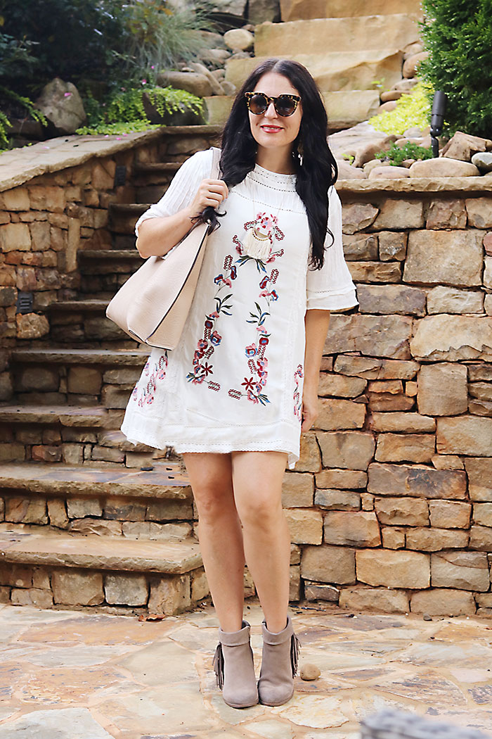 White Boho Dress with Boots Darling Darleen A Lifestyle Design Blog