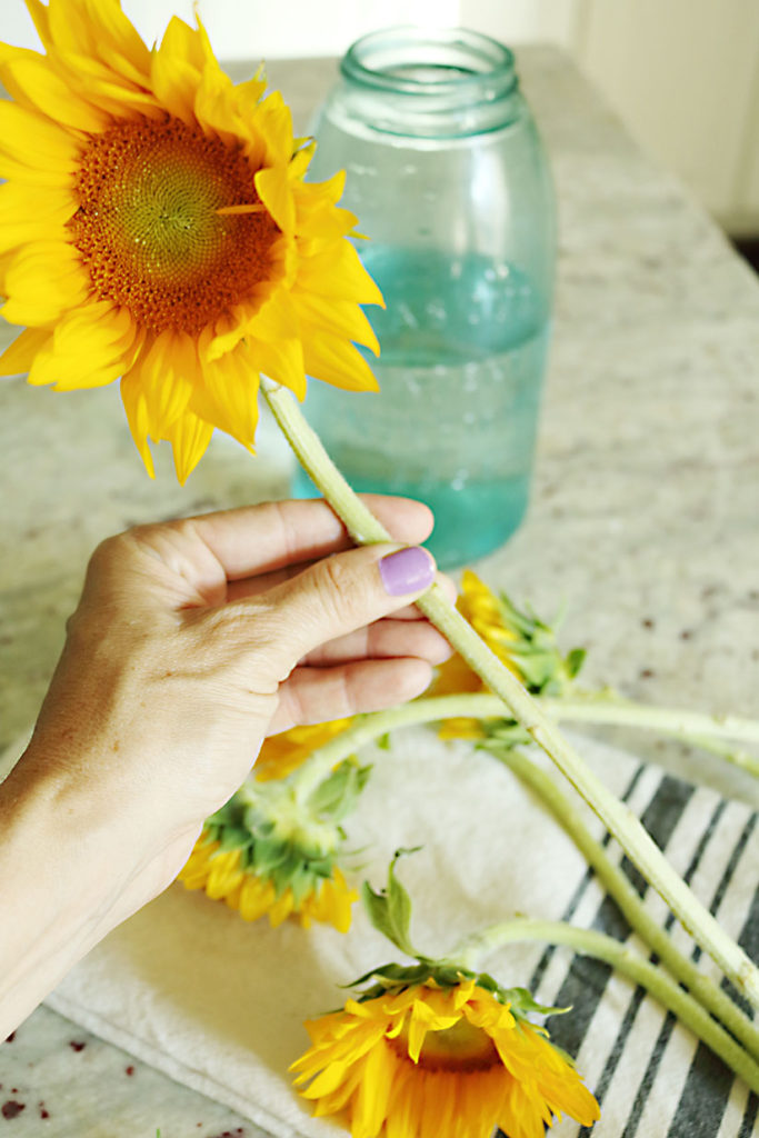 5-minute-flower-arrangment-cutting-down-stem