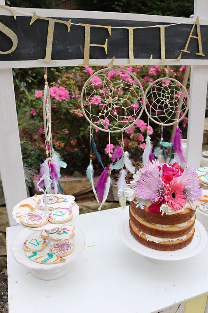 boho-outside-movie-night-with-dream-catcher-sugar-cookie