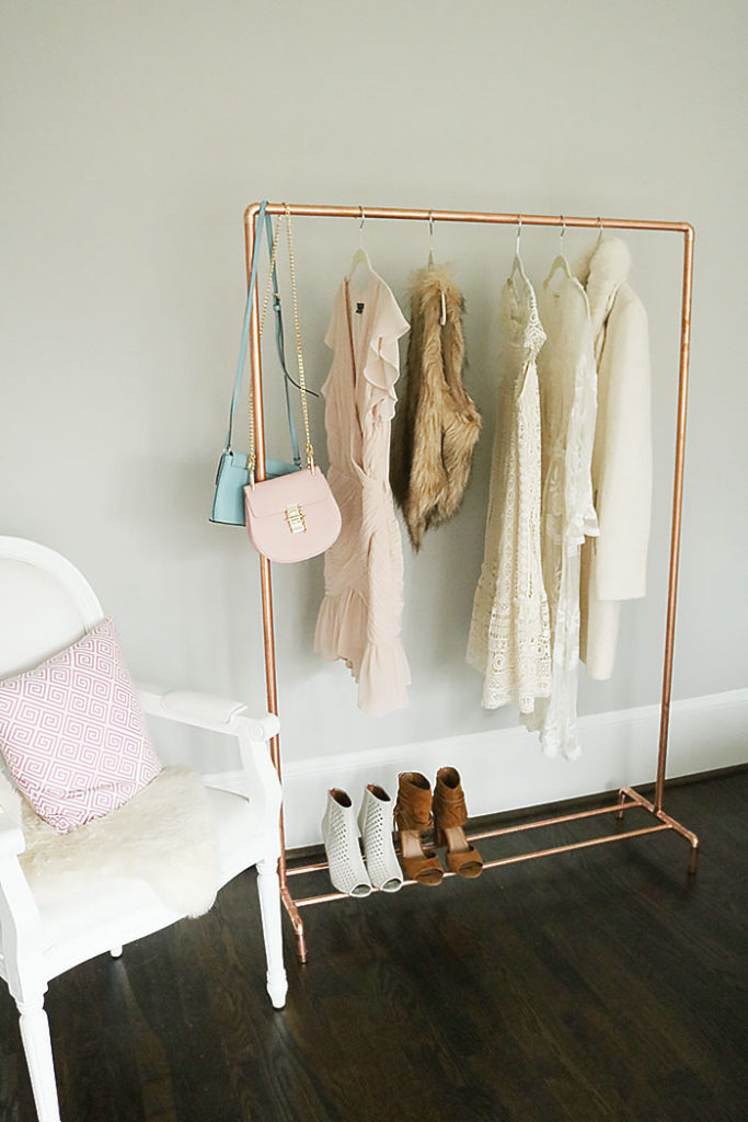 Hanging Copper Pipe Clothing Rack DIY - A Beautiful Mess