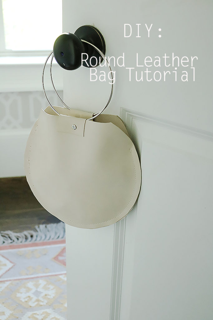 Round leather bag tutorial, diy leather bag, leather bag diy, metal ring handle bag, leather circle round bag, diy fashion post