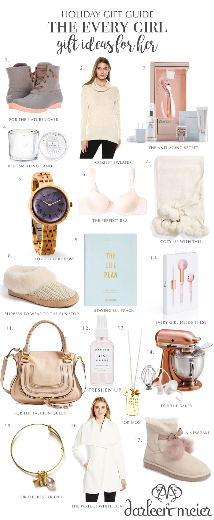 holiday gift guide 2017 for her, holiday gift ideas for the every girl, holiday for for nature lovers, for the bake, girl boss, fashion queen, fashion lover, holiday gift guide for mom, wire less headphones, sudio wireless, jord watches for women, girl gift guides, Christmas present ideas, glo pro anti aging 