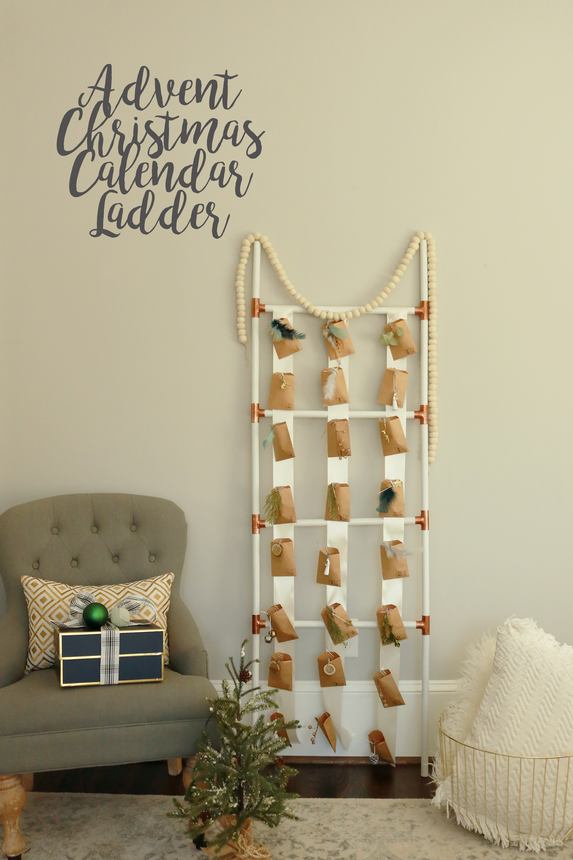 advent Christmas calendar ladder, advent calendar DIY, advent calendar for kids, Christmas calendar, twelve days of Christmas, Christmas things to do, Christmas activities