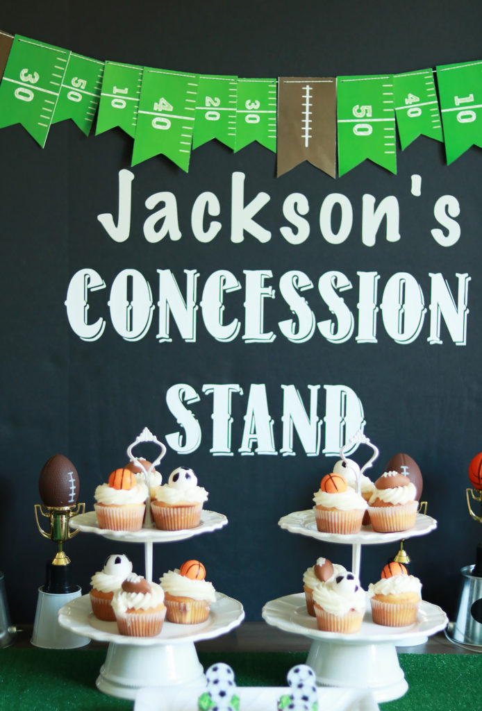 Sports Themed Birthday Party, Football Banner, Concession Stand, Cupckeas || Darling Darleen