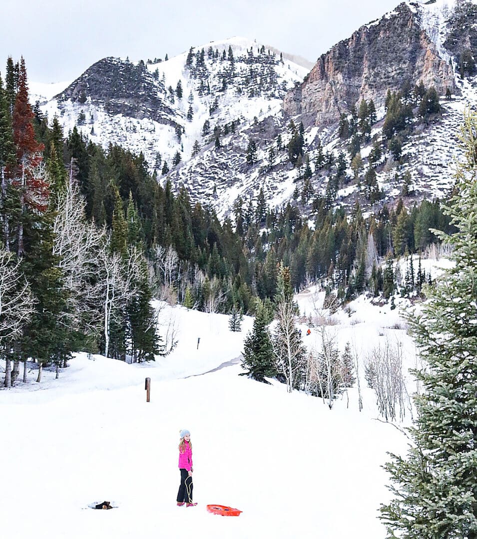 Our Utah Winter Travel Guide is out! Sharing what to Pack and where to Go for a Utah Winter Adventure. Our top 5 winter adventures! Sledding Donut Falls Utah  || Darling Darleen Top CT Lifestyle Blogger  
