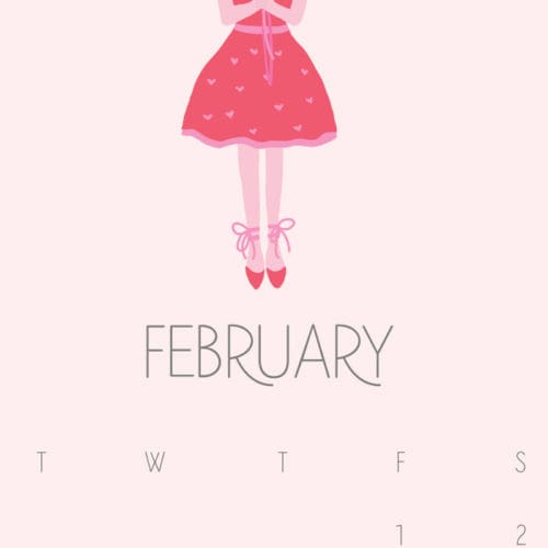 February Calendar–FREE Printable