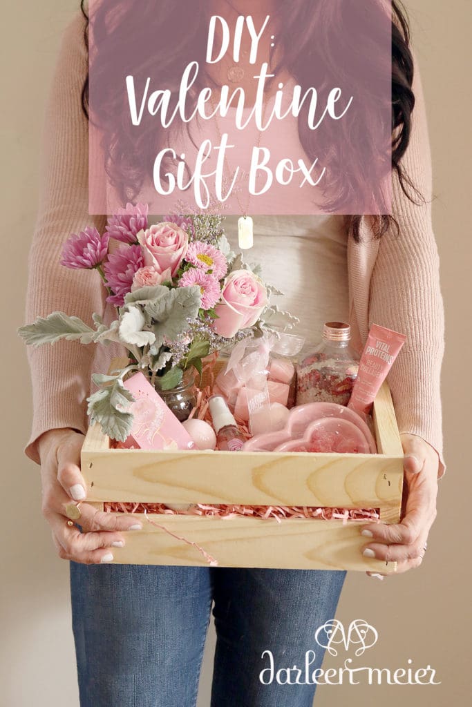 Put together fun items to make a Valentine gift box ideas for friends for Galentine or valentine gift box ideas for him | DIY valentine gift box ideas | creative fun valentine gift box ideas filled with products to use for date nights, favors | How to make valentine gift box ideas | Beautiful ways to say i love you in a valentine gift box ideas || Darling Darleen #valentinesday #darlingdarleen