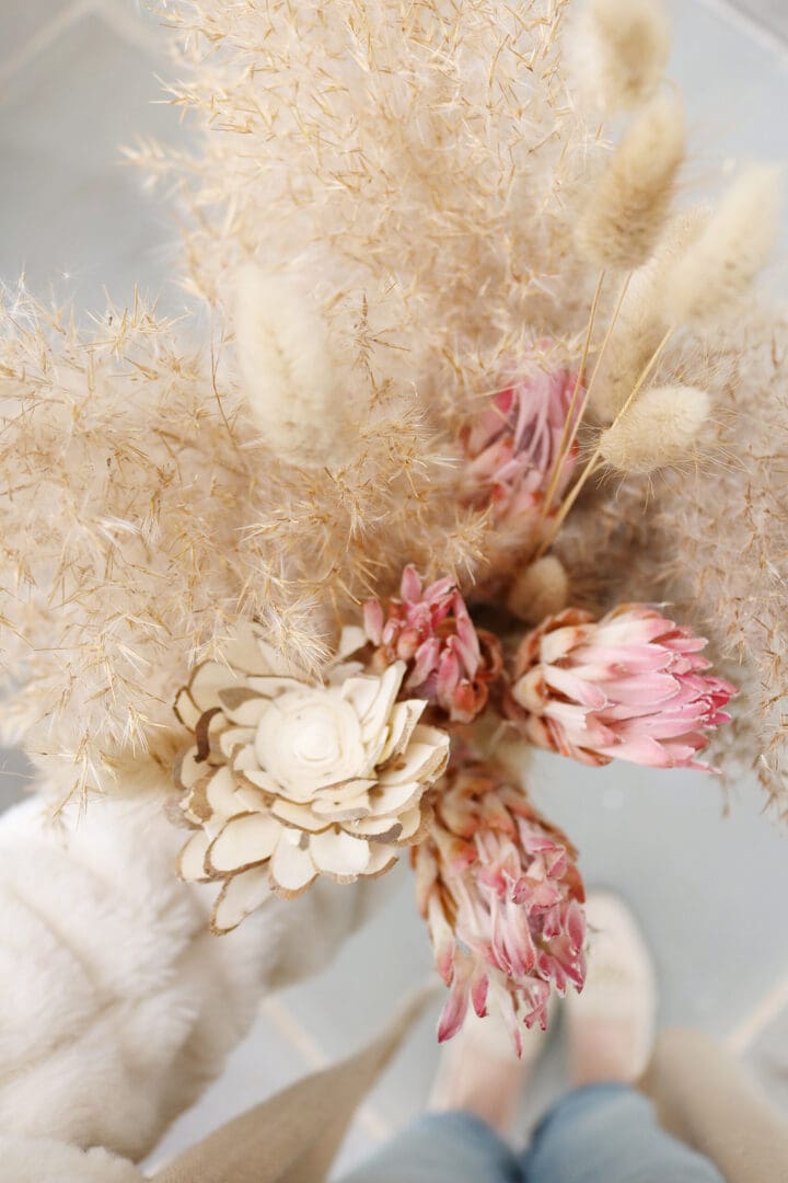 Dried Flower Bouquet, White, Pampas Grass, Decoration Living Room