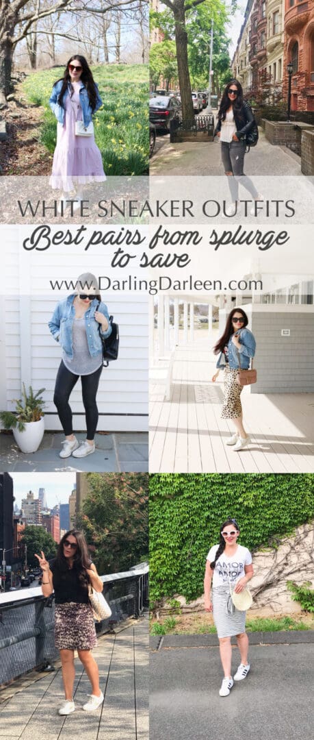White sneaker outfits and the best sneaker pairs from splurge to save || Darling Darleen Top Connecticut Lifestyle Blogger #whitesneaker