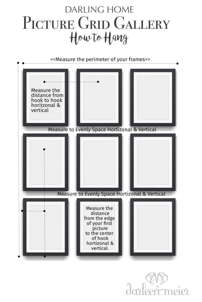 Follow this guide for an Easy method on how to hang a picture grid gallery the way professional do. || Darling Darleen Top Lifestyle Connecticut Blogger 