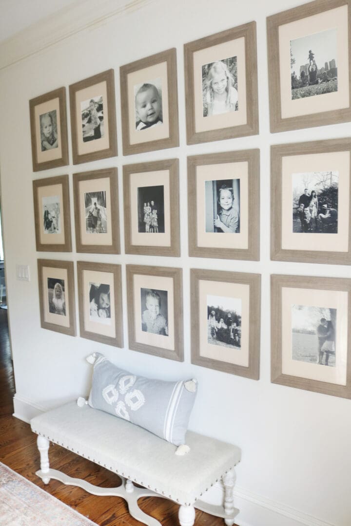 How to measure and hang a grid gallery wall! Dining room art with  affordable custom frames & hardware / Create / Enjoy