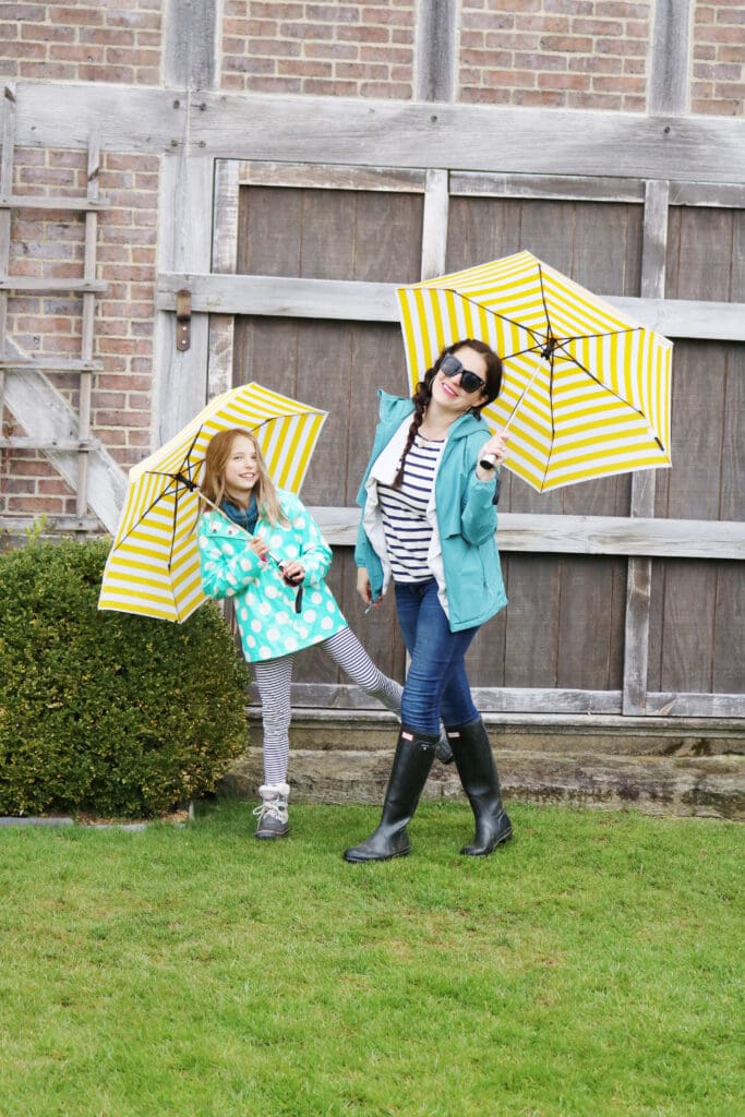 Exploring Topsmead State Forest and the beautiful Tudor-style country home with these two ladies, and dressed in our spring rain jackets to stay dry.