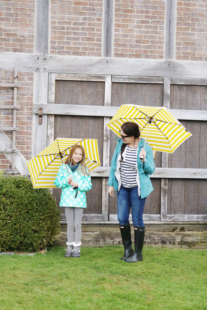 Exploring Topsmead State Forest and the beautiful Tudor-style country home with these two ladies, and dressed in our spring rain jackets to stay dry.