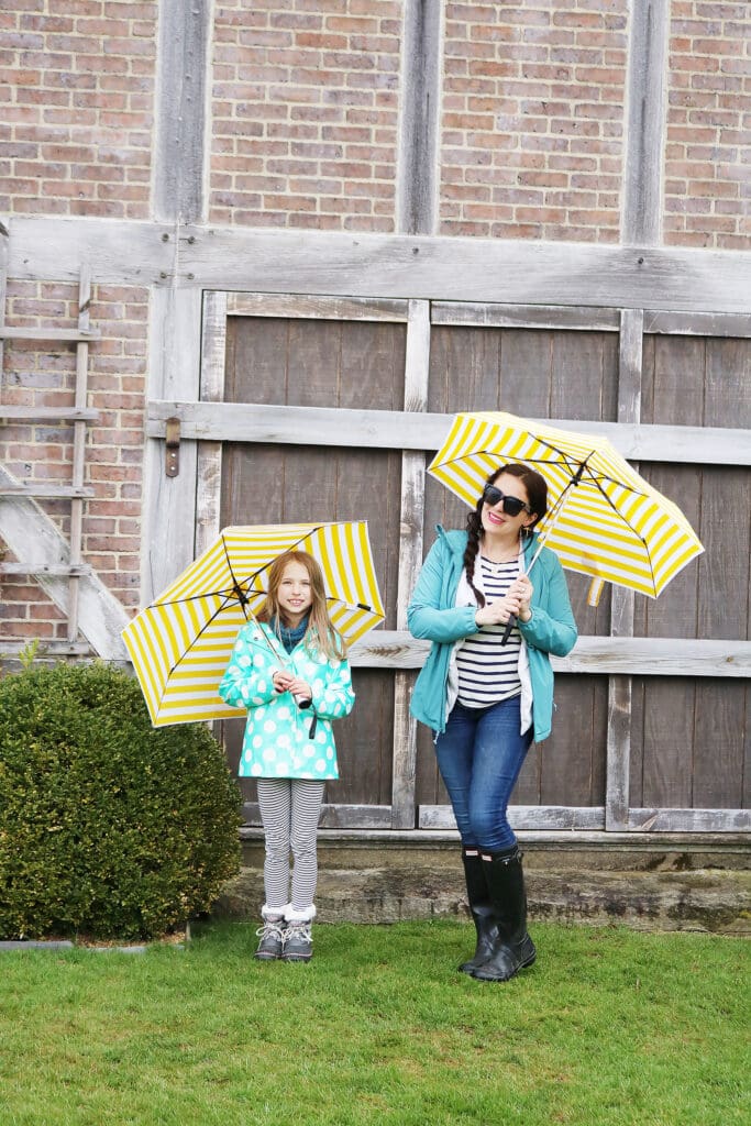 Exploring Topsmead State Forest and the beautiful Tudor-style country home with these two ladies, and dressed in our spring rain jackets to stay dry.