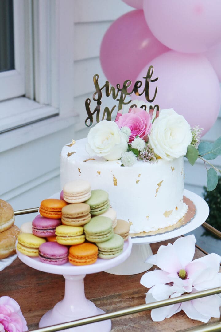 Boho Chic Sweet Sixteen Birthday Party Celebration with all the details and party plans.  Love the birthday cake. We did a sixteenth birthday photoshoot.  Perfect for any teenager turning 16! || Darling Darleen Top CT Lifestyle Blogger #sixteenthbirthday #sixteenthbirthdayparty