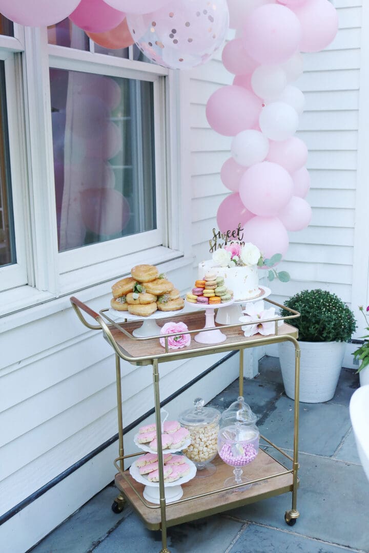 Boho Chic Sweet Sixteen Birthday Party Celebration with all the details and party plans.  Love the birthday cake on the dessert bar cart. We did a sixteenth birthday photoshoot.  Perfect for any teenager turning 16! || Darling Darleen Top CT Lifestyle Blogger #sixteenthbirthday #sixteenthbirthdayparty