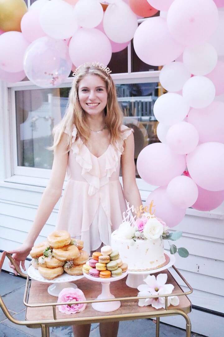 Boho Chic Sweet Sixteen Birthday Party Celebration with all the details and party plans.  Love the birthday cake on the dessert bar cart. We did a sixteenth birthday photoshoot.  Perfect for any teenager turning 16! || Darling Darleen Top CT Lifestyle Blogger #sixteenthbirthday #sixteenthbirthdayparty