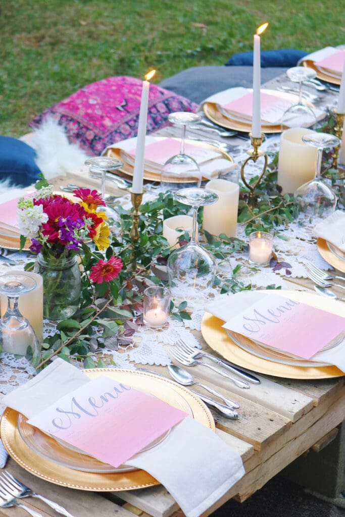 The Perfect Celebration to Ring in Your Birthday with this Bohemian Backyard Dinner Party under a moonlight evening with dear friends || Darling Darleen Top Lifestyle CT Blogger #bohemiandinner