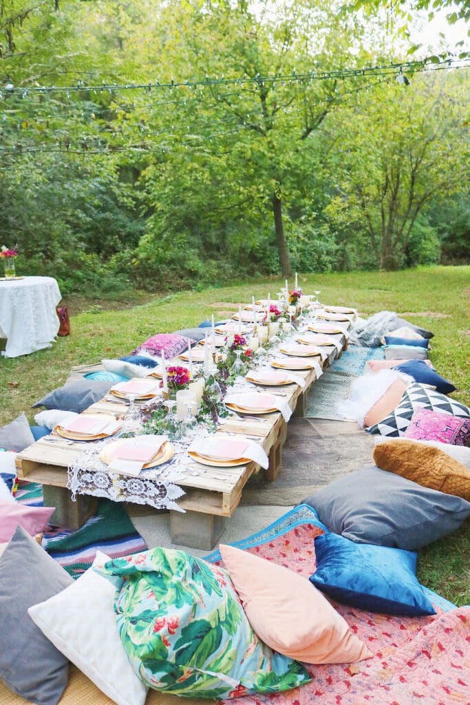 The Perfect Celebration to Ring in Your Birthday with this Bohemian Backyard Dinner Party under a moonlight evening with dear friends || Darling Darleen Top Lifestyle CT Blogger #bohemiandinner