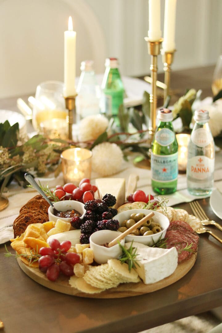 5 Ways to bring the restaurant experience to your home with Acqua Panna and Pellegrino single-serve glass bottles perfect to add the table. cheese board charcuterie board. || Darling Darleen Top Lifestyle Blogger