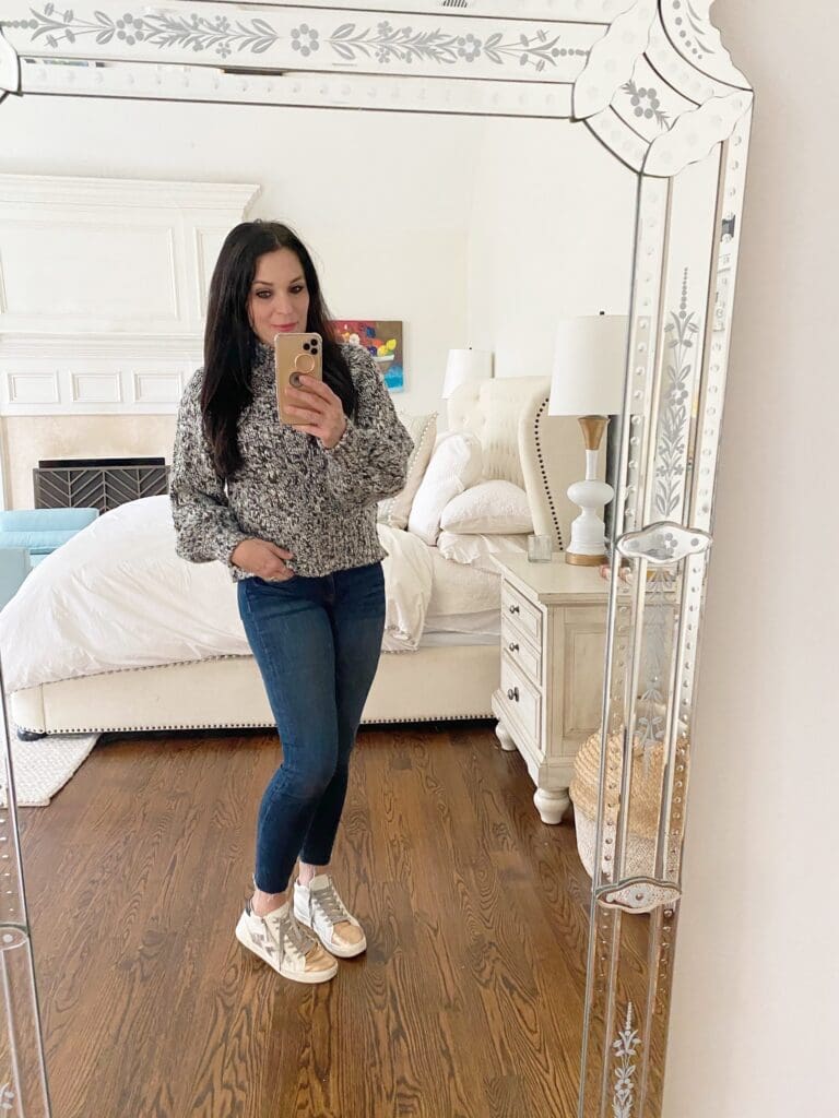 Snapits of my casual Friday jeans and sneakers winter edition, and sharing winter sales and how I am staying warm this winter.  || Darling Darleen Top CT Lifestyle Blogger