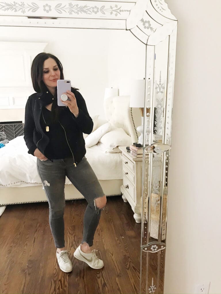 Snapits of my casual Friday jeans and sneakers winter edition, and sharing winter sales and how I am staying warm this winter.  || Darling Darleen Top CT Lifestyle Blogger
