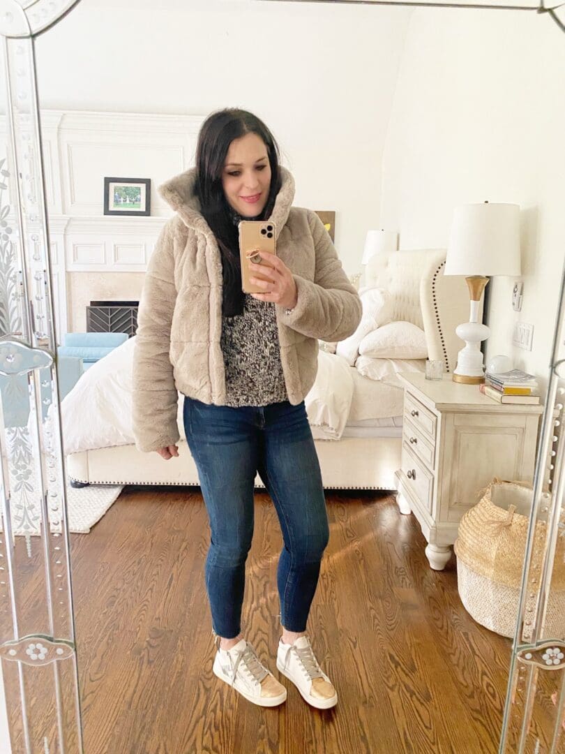 Snapits of my casual Friday jeans and sneakers winter edition, and sharing winter sales and how I am staying warm this winter.  || Darling Darleen Top CT Lifestyle Blogger