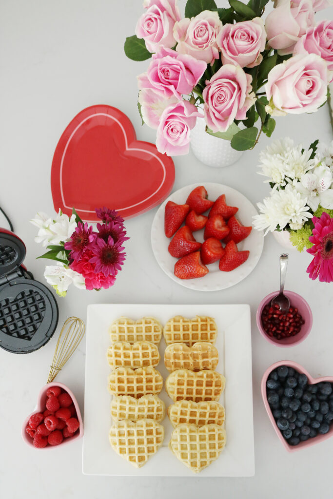 Bring Valentine's Day Home this year!  Start off with a Waffle bar or a Breakfast of Hearts!  So many fun Valentine's Day breakfast ideas.  || Darling Darleen Top Lifestyle Blogger #ctblogger #darlingdarleen #valentinesday