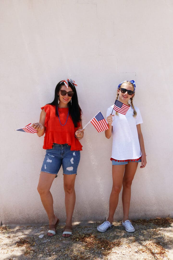 4th of July Outfit , fourth of July, red white and blue outfit, red dress, summer dress, patriotic dress, American flag, Bermuda shorts with red shirt || Darling Darleen Top Lifestyle CT Blogger #4thofjuly #fourthofjuly