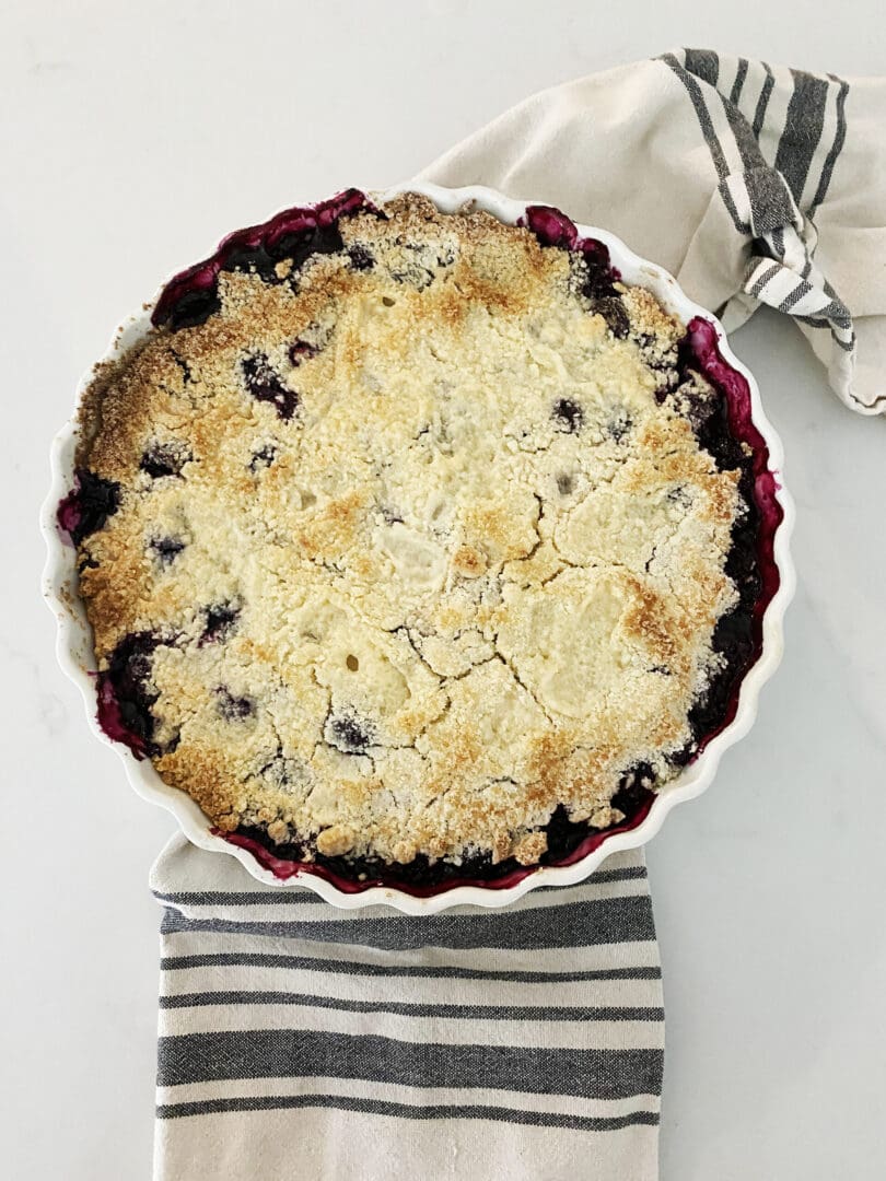 Healthy Guiltless Blueberry Cobbler--gluten free, sugar free, dairy free! Perfect for summer time dessert. So good! Darling Darleen Top Lifestyle CT blogger #blueberrycobbler