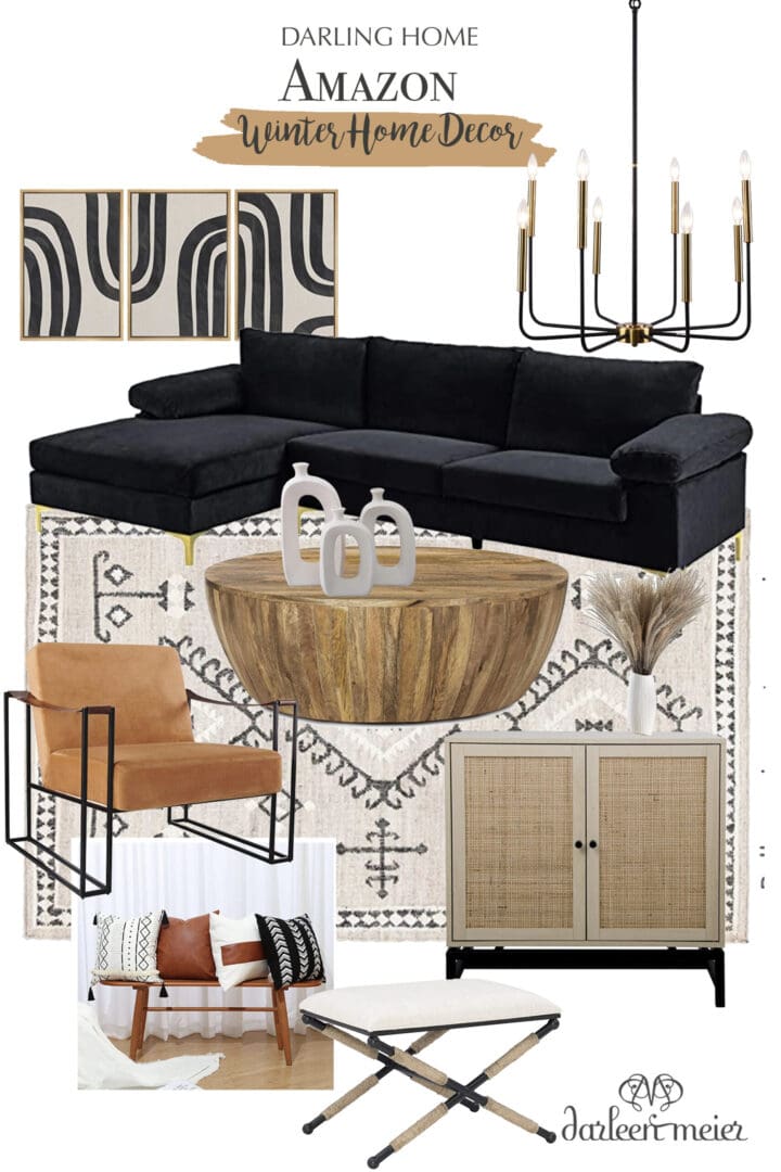 Winter Decor Finds for the Home from Amazon winter home that are budget friendly and easy to purchase for a home finds. Neutral black, gold, beige and natural colors || Darling Darleen Top Lifestyle CT Blogger