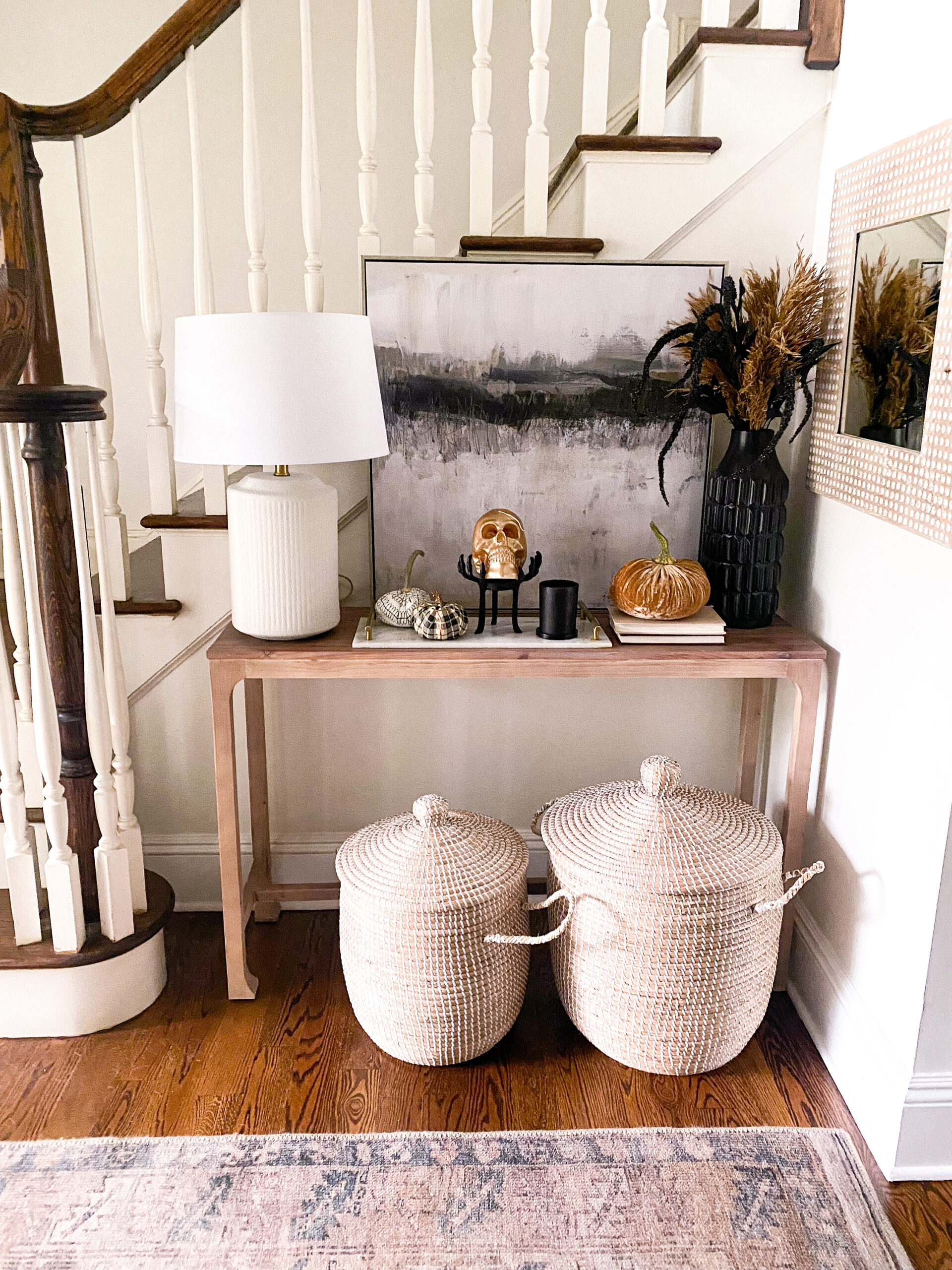 Add a Few Decorative Items to Take Your Fall to Halloween. Suggesting some easy transitional items taking it from Fall to Halloween Console Table || Darling Darleen Top CT LIFESTYLE BLOGGER